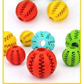 Dog Toy Ball，Nontoxic Bite Resistant Teething Toys Balls for Small/Medium/ Large Dog and Puppy Cat , Dog Pet Food Treat Feeder Chew Tooth Cleaning Ball Exercise Game IQ Training Ball (S, red) in Saudi Arabia