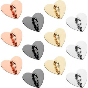 12 Pcs 4 Colors Cell Phone Finger Ring Heart Phone Grip Metal Cell Phone Charm Finger Rings Phone Finger Grip Loop Stand Cute Cell Phone Accessories Finger Grip for DIY Phone Case Pad Tablet Supplies