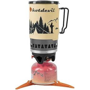 Hotdevil (1.4-Litre) Backpacking Camping Stove Portable Cooking System with Piezo Ignition, Outdoor Mini Burner Camping Stove Kit Propane, Ideal for Hiking Fishing Hunting Emergency & Survival