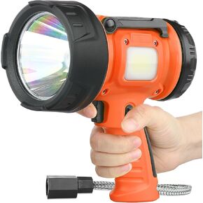 Rechargeable Spotlight Flashlight with 1000,000 High Lumen LED, Waterproof Handheld Bright Outdoor Spot Light Searchlight for Boating, Camping