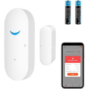 Smart Door Sensor Alarm Wireless, WiFi Door Window Detector with 8 Batteries, Smart Linkage Window Door Contact Sensor for Home Security Compatible with Alexa/Google Assistant, No Hub Required, 4 Pack