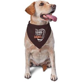 Game Day Football Dog Bandana,Funny Football Dog Bandana,Reversible Fall Pet Scarf for Dog Photo Prop Pet Accessories for Dog Lovers Owner (Brown)
