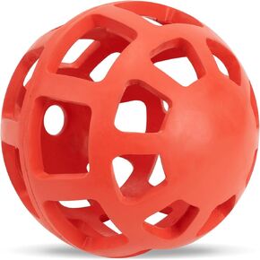OllyDog Waffle Ball, Roller Dog Toy, Natural Rubber, for Small, Medium and Large Dogs (Fiesta)