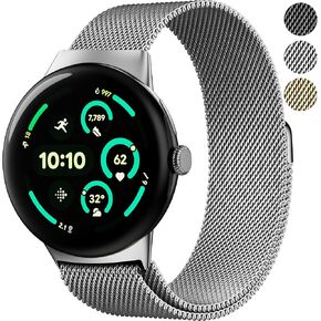 Mesh Loop Compatible with Google Pixel Watch 3 45mm Band,Magnetic Metal Adjustable Stainless Steel Wristbands Accessories Replacement Straps for Pixel Watch 3 45mm