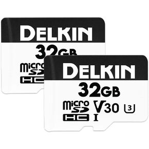 Delkin Devices 32GB 2-Pack Micro SD Cards – HYPERSPEED UHS-I (U3/V30) Max Read Speed 100MB/s, Max Write Speed 75MB/s | 32GB 2-PK Micro SD Memory Cards with Adapter for GoPro, Wyze Camera, Dash cam