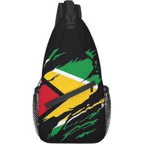 ASYG Cute Guyana Flag Sling Backpack,Travel Hiking Daypack Guyanese Pattern Rope Crossbody Shoulder Bag for Men Women
