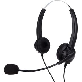 Hilitand Headset with Microphone Noise Cancelling, Telephone Headset for Laptop, PC, Business Call Center Headset for VoIP Chat & Office Headset(VH530D-RJ9 (Binaural))