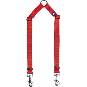 Blueberry Pet Essentials Durable Classic Double Dog Leash Coupler, Rouge Red, Small, Dual Walking & Training Leashes for Two Dogs