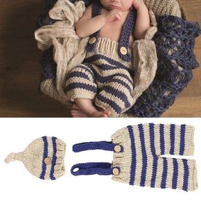 Babies Clothes Set, Blue Stripe Design Baby Photo Clothes, Comfortable Wool for Baby Girl Taking Photo Baby Boy