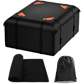 Car Rooftop Cargo Carrier Bag, 15 Cubic Feet Waterproof Car Roof Top Bag for All Cars Rooftop Storage with/Without Rack, Soft-Shell Car Roof Luggage Bag Includes Anti-Slip Mat, Storage Bag (Roof Bag)