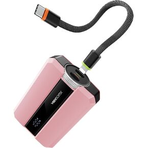 VEEKTOMX PD 30W Super Fast Charging Portable Charger 10000mAh, Small Power Bank with Detachable USB C Dual Ports Built-in Cord, Compact Travel Battery Pack Compatible with iPhone/Samsung/MacBook/iPad