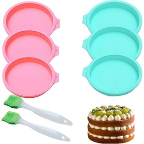6Pcs Air Fryer Egg Mold Round Silicone Molds 4'' Air Fryer Egg Molds for Muffin Lids,Toast,Baking Hamburger,Non-Stick Air Fryer Accessories,with 2Pcs Oil Brushes