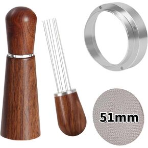 Wdt Tool Espresso, 8 Needles Espresso Distribution Tool Espresso Stirrer,Dosing Funnel and Puck Screen, Espresso Accessories Kit for Barista (51mm)