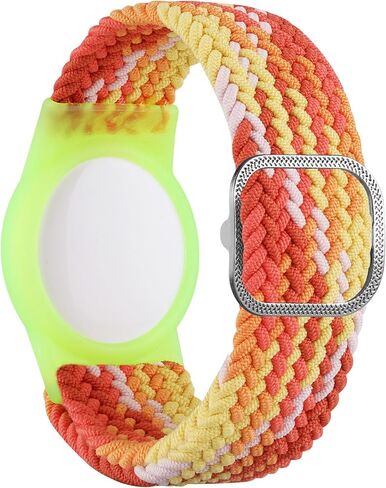 Meliya Elastic Nylon AirTag Bracelet for Kids, 2 Pack Nylon Watch Bands Compatible with Apple AirTag, Adjustable Anti-Lost Wristband for Kids Boys Girls Elders (Pink White+Orange) in Saudi Arabia