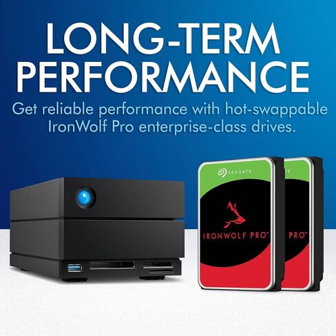 محرك الأقراص الصلبة الخارجي LaCie 2big Dock سعة 36 تيرابايت - توافق Thunderbolt وUSB4، واستعادة البيانات (STLG36000400) (متجدد) in Saudi Arabia