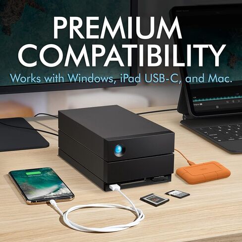 محرك الأقراص الصلبة الخارجي LaCie 2big Dock سعة 36 تيرابايت - توافق Thunderbolt وUSB4، واستعادة البيانات (STLG36000400) (متجدد) in Saudi Arabia