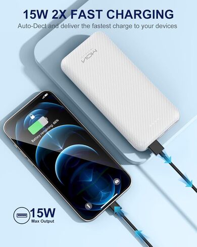 شاحن محمول MOXNICE بسعة 20000 مللي أمبير في الساعة، شاحن هاتف خارجي USB-C 5V/3A، متوافق مع iPhone 15 14 13 12، Galaxy S24 S23 S22، iPad، Pixel، إلخ (أسود) in Saudi Arabia