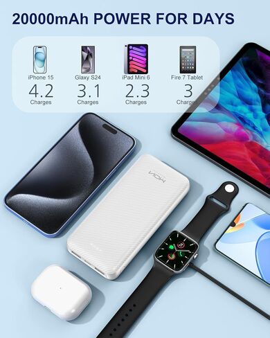 شاحن محمول MOXNICE بسعة 20000 مللي أمبير في الساعة، شاحن هاتف خارجي USB-C 5V/3A، متوافق مع iPhone 15 14 13 12، Galaxy S24 S23 S22، iPad، Pixel، إلخ (أسود) in Saudi Arabia