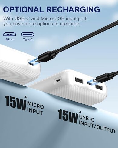شاحن محمول MOXNICE بسعة 20000 مللي أمبير في الساعة، شاحن هاتف خارجي USB-C 5V/3A، متوافق مع iPhone 15 14 13 12، Galaxy S24 S23 S22، iPad، Pixel، إلخ (أسود) in Saudi Arabia