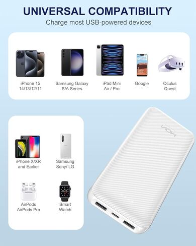 شاحن محمول MOXNICE بسعة 20000 مللي أمبير في الساعة، شاحن هاتف خارجي USB-C 5V/3A، متوافق مع iPhone 15 14 13 12، Galaxy S24 S23 S22، iPad، Pixel، إلخ (أسود) in Saudi Arabia