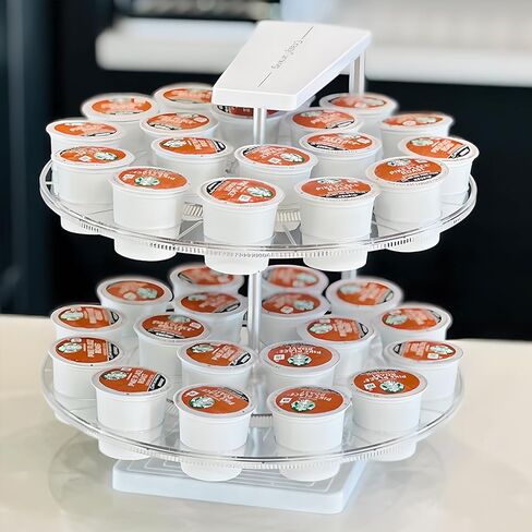 حامل أكواب K، منظم أكواب K، حامل كبسولات القهوة kcup 36، تخزين دوران مزدوج الطبقات 360 درجة، خزانة سطح الطاولة Lazy Susan لمحطة القهوة - 36 K Pos in Saudi Arabia