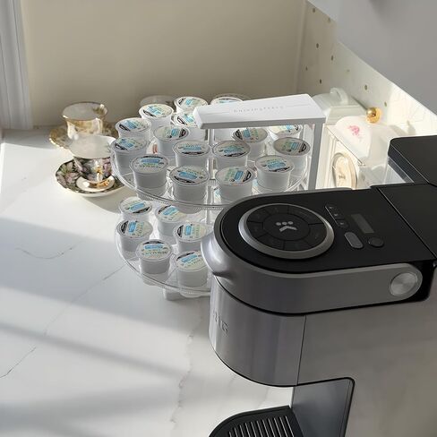 حامل أكواب K، منظم أكواب K، حامل كبسولات القهوة kcup 36، تخزين دوران مزدوج الطبقات 360 درجة، خزانة سطح الطاولة Lazy Susan لمحطة القهوة - 36 K Pos in Saudi Arabia