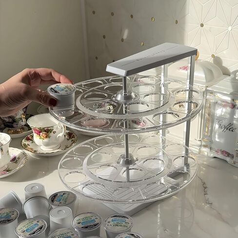 حامل أكواب K، منظم أكواب K، حامل كبسولات القهوة kcup 36، تخزين دوران مزدوج الطبقات 360 درجة، خزانة سطح الطاولة Lazy Susan لمحطة القهوة - 36 K Pos in Saudi Arabia