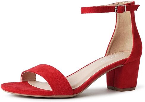J. Adams Daisy Heeled Sandals - Ankle Strap Low Block, Open Toe Dress Pumps, Chunky Heels - Dressy Shoes for Women - Bridal, Wedding, Summer Sandals in Saudi Arabia