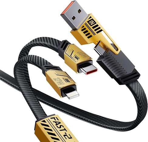 MAGIC JOHN 4 in 1 Charging Cable, 4Ft Universal Fast Charging Cable with USB A/Type C to Lighting/Type C 65W 27W PD, Multi Charging Cable, Nylon Braided, Compatible with iPhone iPad Android Laptop in Saudi Arabia