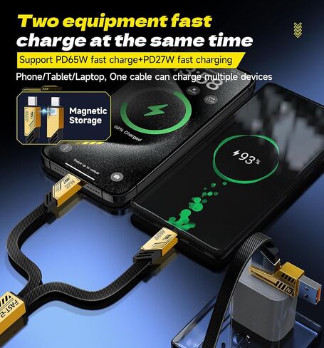 MAGIC JOHN 4 in 1 Charging Cable, 4Ft Universal Fast Charging Cable with USB A/Type C to Lighting/Type C 65W 27W PD, Multi Charging Cable, Nylon Braided, Compatible with iPhone iPad Android Laptop in Saudi Arabia