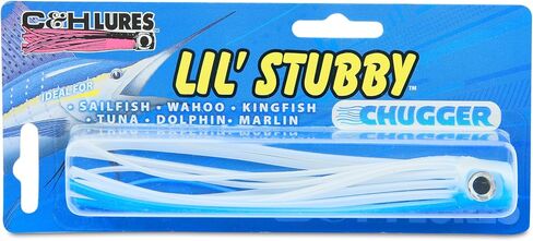 C&H Lures Lil Stubby Chugger Lure - Blue/White 5.5 Inch Flesh-Like Body, Single or Bulk 10 Pack, One Piece Saltwater Fishing Lures, Versatile for Saltwater Fishing, Premium Fishing Lures Saltwater in Kuwait