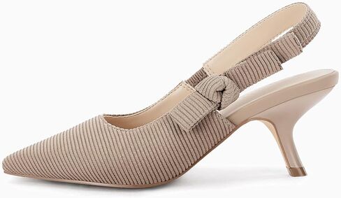 Coutgo Womens Slingback Kitten Heels Closed Pointed Toe Bowknot Knitted Slip On Work Pumps Dress Shoes in Saudi Arabia