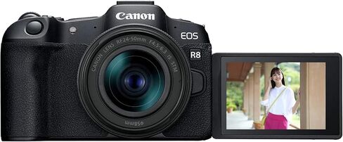 مجموعة أدوات إنشاء محتوى كاميرا Canon EOS R8 ذات الإطار الكامل بدون مرآة، بما في ذلك الهيكل + عدسة 24-50 مم + ميكروفون + مقبض حامل ثلاثي القوائم 5803C037 مع حقيبة معدات ديكو + بطاريتين + 2 بطاقة ذاكرة سعة 64 جيجابايت وملحقاتها in Saudi Arabia
