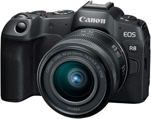 مجموعة أدوات إنشاء محتوى كاميرا Canon EOS R8 ذات الإطار الكامل بدون مرآة، بما في ذلك الهيكل + عدسة 24-50 مم + ميكروفون + مقبض حامل ثلاثي القوائم 5803C037 مع حقيبة معدات ديكو + بطاريتين + 2 بطاقة ذاكرة سعة 64 جيجابايت وملحقاتها in Saudi Arabia