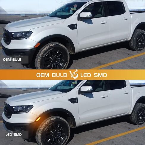 مصابيح LED للعلامات الجانبية باللون الأبيض لسيارة Ford Ranger Lariat XL XLT 2019 2020 2021 2022 2023 مصابيح إشارة المصد الأمامي للحارس، عدسة مدخنة in Kuwait