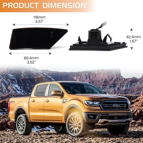 مصابيح LED للعلامات الجانبية باللون الأبيض لسيارة Ford Ranger Lariat XL XLT 2019 2020 2021 2022 2023 مصابيح إشارة المصد الأمامي للحارس، عدسة مدخنة in Kuwait