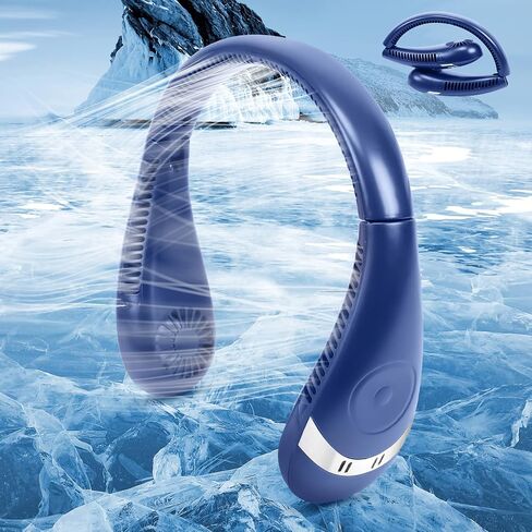 Portable Bladeless Neck Fan, 5000mah Foldable Personal Neck Fans, Rechargeble Hands Free Wearable Fan, Battery Operated Hanging Neckband Fan for Outdoors Women Kids in Saudi Arabia