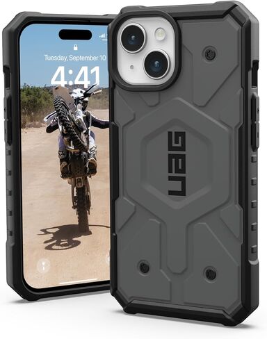 URBAN ARMOR GEAR UAG Case Compatible with iPhone 15 Case 6.1" Pathfinder Silver Built-in Magnet Compatible with MagSafe Charging Rugged Military Grade Dropproof Protective Cover in Saudi Arabia