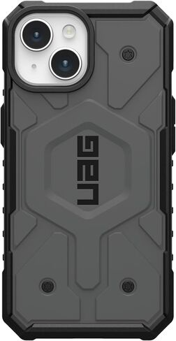 URBAN ARMOR GEAR UAG Case Compatible with iPhone 15 Case 6.1" Pathfinder Silver Built-in Magnet Compatible with MagSafe Charging Rugged Military Grade Dropproof Protective Cover in Saudi Arabia