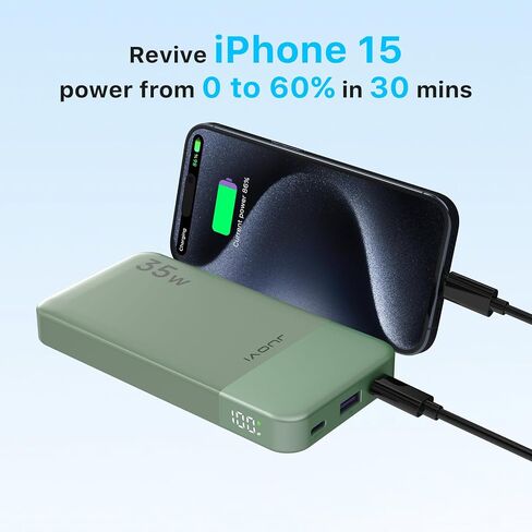 Power Bank 10000mAh, 35W Portable Charger,Fast Charging Portable Battery Pack with PD 3.0 & QC 4.0, USB C Portable Power Bank for iPhone 15 14 13 Series, Galaxy, Tablet, Switch, and More（Green） in Saudi Arabia