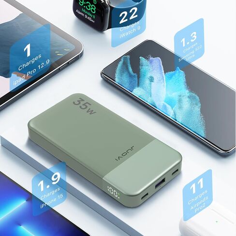 Power Bank 10000mAh, 35W Portable Charger,Fast Charging Portable Battery Pack with PD 3.0 & QC 4.0, USB C Portable Power Bank for iPhone 15 14 13 Series, Galaxy, Tablet, Switch, and More（Green） in Saudi Arabia