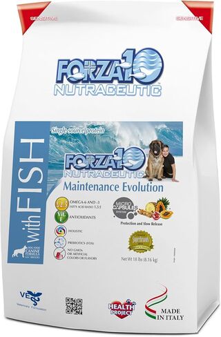 Forza10 Dry Dog Food Maintenance Evolution, Single Source Protein for Easy Digestion, Adult Dog Food for All Breeds, 18 Pound Bag (Fish) in Saudi Arabia