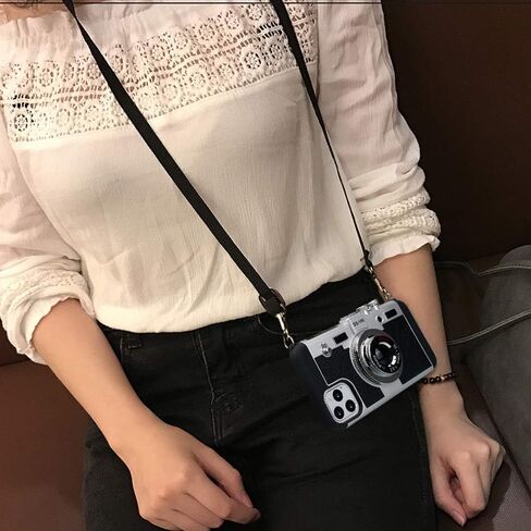 Awsaccy Emily in Paris Phone Case for iPhone 15 Pro Max 6.7 inch 2023 Camera Case Vintage Cover Cute 3D Cool Unique Design Silicone Case with Removable Neck Strap Lanyard for Girls Women Black in Saudi Arabia