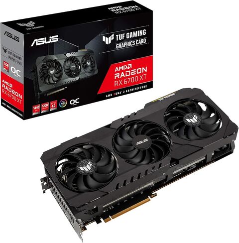 ASUS TUF Gaming AMD Radeon RX 6700 XT OC Edition Graphics Card AMD RDNA 2, PCIe 4.0, 12GB GDDR6, HDMI 2.1, DisplayPort 1.4a, Dual ball fan bearings, all-aluminum shroud, reinforced frame, GPU Tweak II in Saudi Arabia