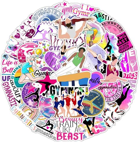 50 PCS Gymnastics Stickers Waterproof Vinyl Decal for Journaling Laptop Scrapbook Water Bottles Phone Caps Luggage for Adults Teens Kids Womens in Saudi Arabia