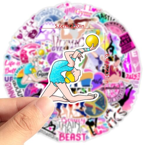 50 PCS Gymnastics Stickers Waterproof Vinyl Decal for Journaling Laptop Scrapbook Water Bottles Phone Caps Luggage for Adults Teens Kids Womens in Saudi Arabia