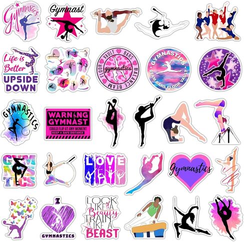 50 PCS Gymnastics Stickers Waterproof Vinyl Decal for Journaling Laptop Scrapbook Water Bottles Phone Caps Luggage for Adults Teens Kids Womens in Saudi Arabia