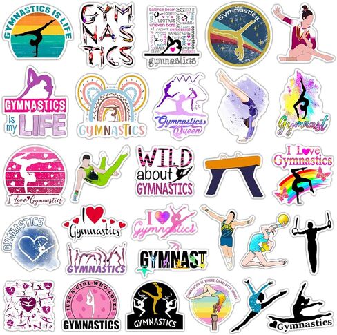 50 PCS Gymnastics Stickers Waterproof Vinyl Decal for Journaling Laptop Scrapbook Water Bottles Phone Caps Luggage for Adults Teens Kids Womens in Saudi Arabia