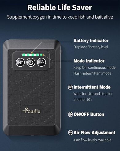 مضخة هواء كهربائية ببطارية قابلة لإعادة الشحن من النوع C فائقة الهدوء من Pawfly لدلو طعم 60-100 جالون 64 جيجا في الساعة مضخة أكسجين محمولة تعمل بالبطارية في الهواء الطلق وانقطاع طاقة الصيد in Saudi Arabia