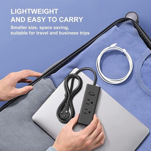 واقي من زيادة التيار الكهربائي، سلك تمديد بطول 4 أقدام، 6 منافذ مع 3 منافذ USB (منفذ USB C واحد)، موسع منفذ ثلاثي الجوانب، مثبت على الحائط، صغير الحجم للسفر والمنزل والمدرسة وغرفة النوم الجامعية والمكتب (أسود) in Saudi Arabia